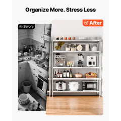 VEVOR Stainless Steel Shelving 60x18.5 Inch 5 Tier Adjustable Shelf Storage Unit Stainless Steel Heavy Duty Shelving
