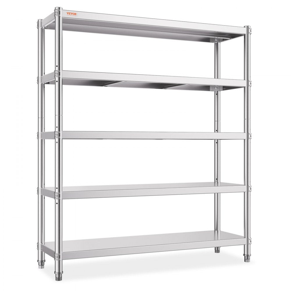 VEVOR Stainless Steel Shelving 60x18.5 Inch 5 Tier Adjustable Shelf Storage Unit Stainless Steel Heavy Duty Shelving