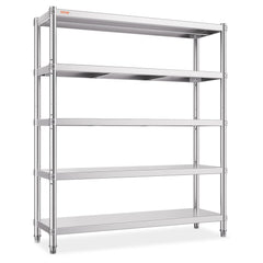 VEVOR Stainless Steel Shelving 60x18.5 Inch 5 Tier Adjustable Shelf Storage Unit Stainless Steel Heavy Duty Shelving