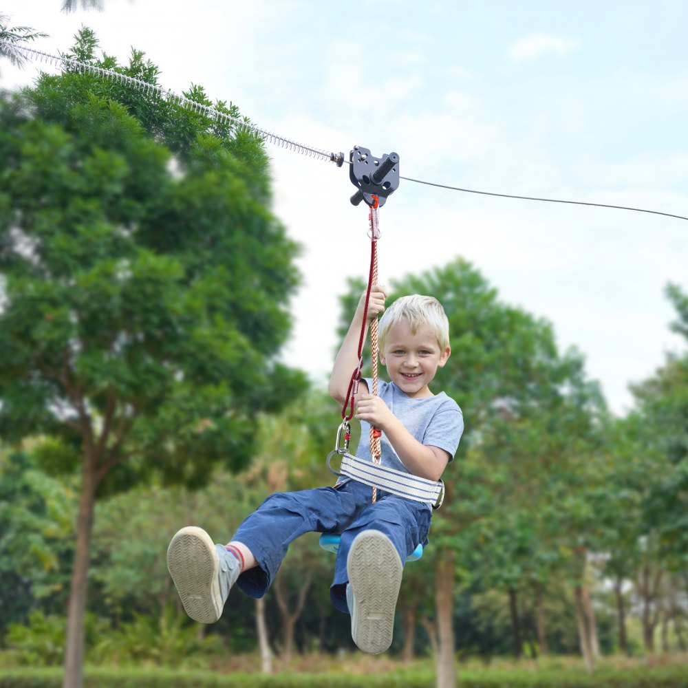 VEVOR Zipline Kit for Kids and Adult, 120 ft Zip Line Kits Up to 500 lb, Backyard Outdoor Quick Setup Zipline