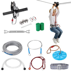VEVOR Zipline Kit for Kids and Adult, 120 ft Zip Line Kits Up to 500 lb, Backyard Outdoor Quick Setup Zipline