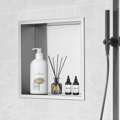 VEVOR 13"x13" No Tile Shower Niche 304 Stainless Steel, Wall-Inserted Niche Recessed Double Shelves, Sealed Waterproof