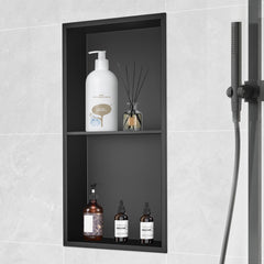 VEVOR 13"x25" No Tile Shower Niche 304 Stainless Steel, Wall-Inserted Niche Recessed Double Shelves, Sealed Waterproof