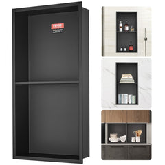 VEVOR 13"x25" No Tile Shower Niche 304 Stainless Steel, Wall-Inserted Niche Recessed Double Shelves, Sealed Waterproof