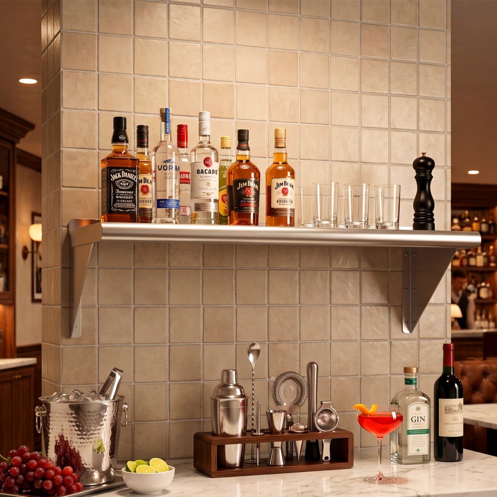 VEVOR Stainless Steel Shelf 12" x 36" Commercial Wall Mount Floating Shelf, Heavy-Duty Storage Rack with Brackets