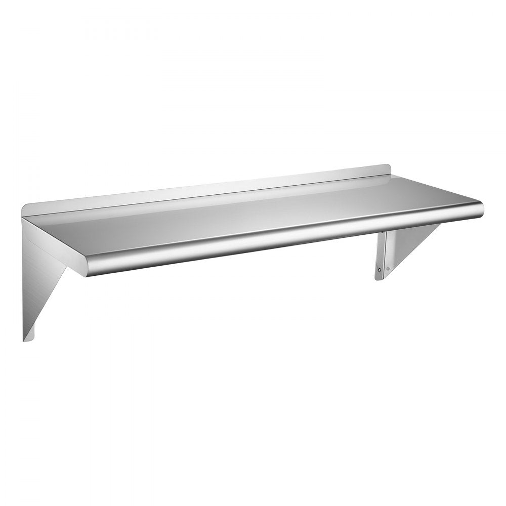 VEVOR Stainless Steel Shelf 12" x 36" Commercial Wall Mount Floating Shelf, Heavy-Duty Storage Rack with Brackets