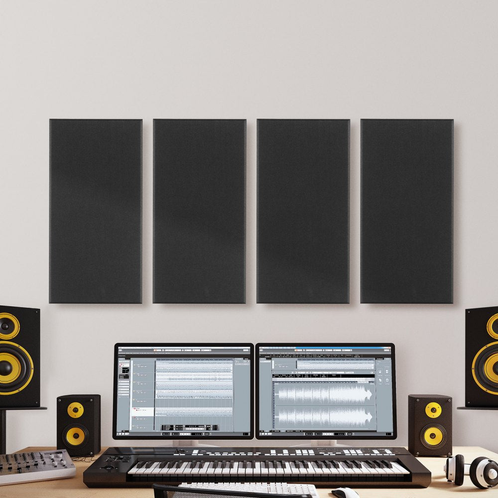VEVOR 4 PCS Acoustic Panels, 2 inch Thick 23.6 x 11.8 inch Fiberglass Sound Absorbing Panels, Self-adhesive Soundproof