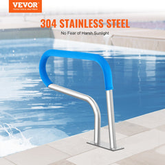 VEVOR Pool Handrail, 32 x 23 inch Pool Railing, Stainless Steel with Base Plate for Indoor/Outdoor Pools,Swimming Pool