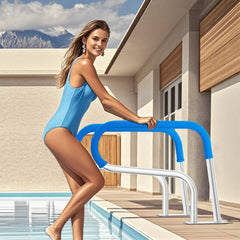 VEVOR Pool Handrail, 32 x 23 inch Pool Railing, Stainless Steel with Base Plate for Indoor/Outdoor Pools,Swimming Pool