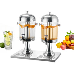 VEVOR Beverage Dispenser, 2.1 Gallon x 2 Drink Dispenser for Parties, Stainless Steel + Plastic Juice Dispensers with
