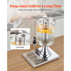 VEVOR Beverage Dispenser, 2.1 Gallon Drink Dispenser for Parties, Stainless Steel + Plastic Juice Dispensers with