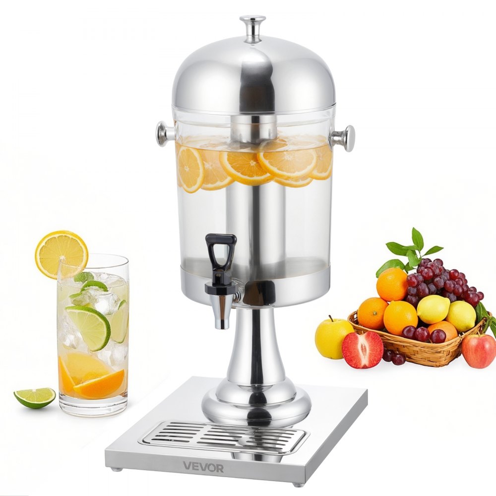 VEVOR Beverage Dispenser, 2.1 Gallon Drink Dispenser for Parties, Stainless Steel + Plastic Juice Dispensers with