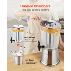 VEVOR Beverage Dispenser, 2.1 Gallon Drink Dispenser for Parties, Stainless Steel + Plastic Juice Dispensers with