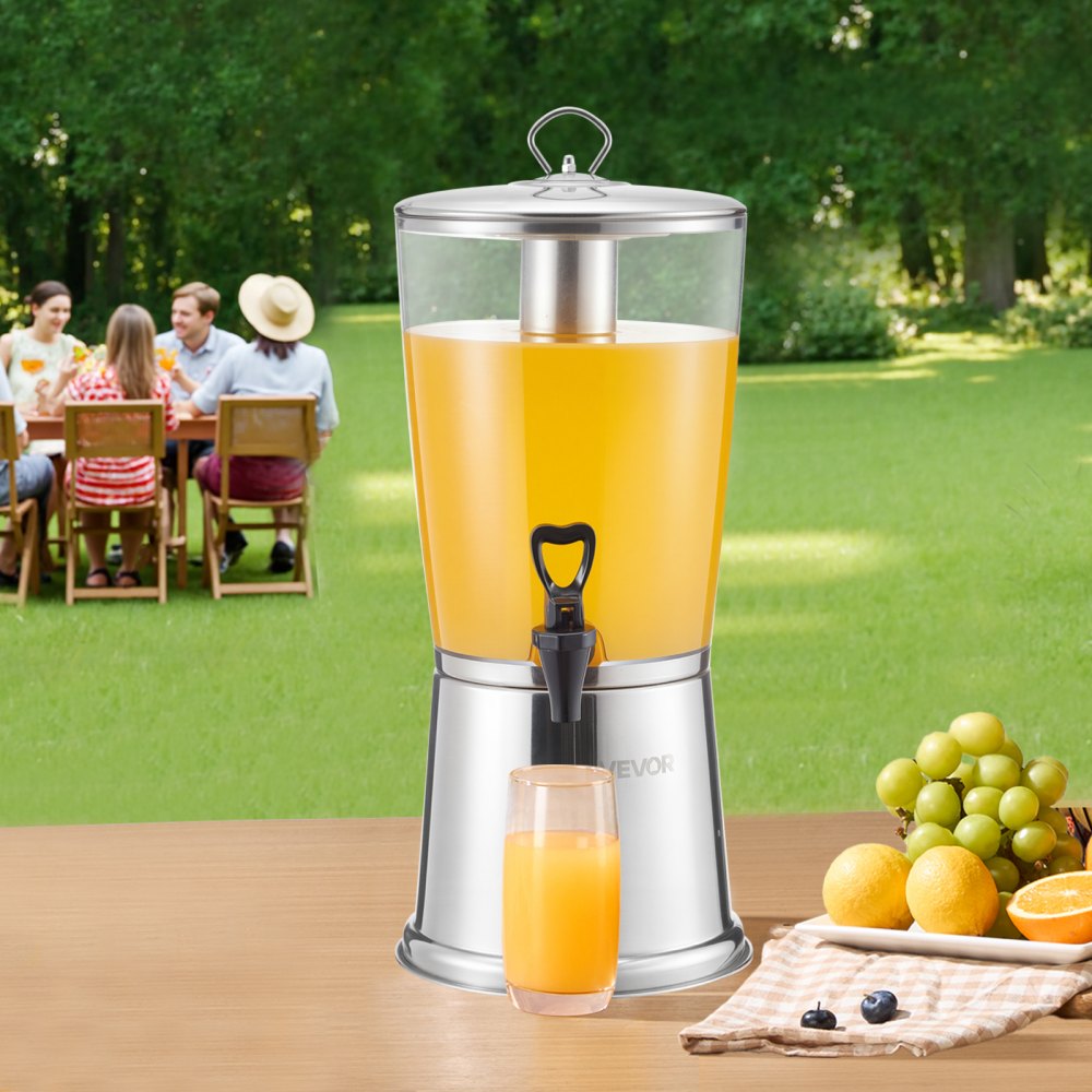 VEVOR Beverage Dispenser, 2.1 Gallon Drink Dispenser for Parties, Stainless Steel + Plastic Juice Dispensers with