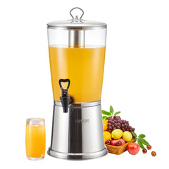 VEVOR Beverage Dispenser, 2.1 Gallon Drink Dispenser for Parties, Stainless Steel + Plastic Juice Dispensers with