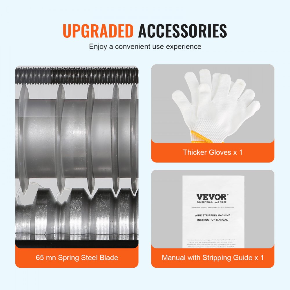 VEVOR Electric Cable Stripping Tool, 0.06''-0.98'' Motorized Wire Stripper, 60W, Features Clear Depth Gauge, Includes 6