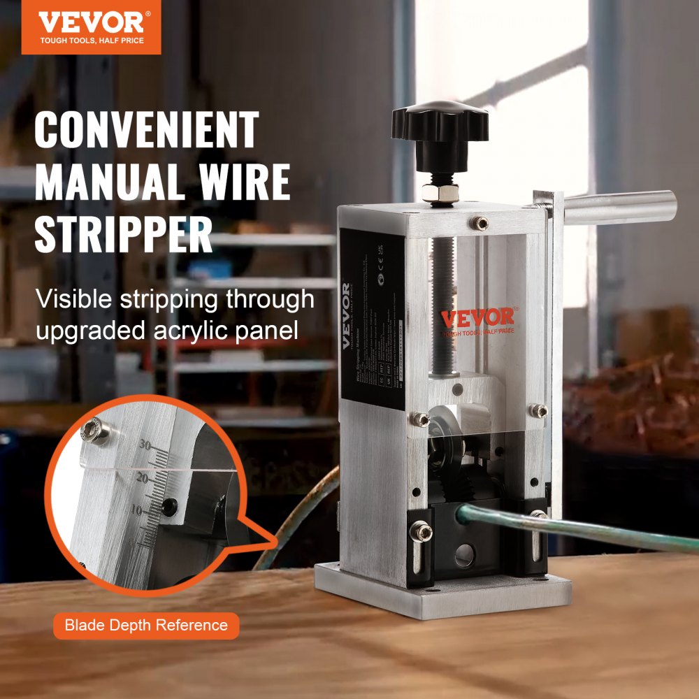 VEVOR Wire Stripping Machine,Wire Stripper with Hand Crank or Drill Powered,0.06''-1.18'' Copper Wire Stripper,Visible
