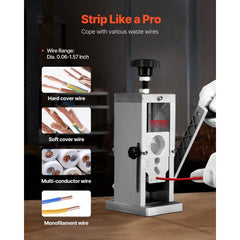 VEVOR Hand-Operated Wire Stripper, 0.06''-1.5'' Cable Removal Tool, Drill Attachment Option, Clear Depth Gauge