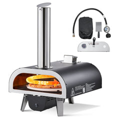 VEVOR Dual Fuel Pizza Oven Outdoor, 12 in Wood Fire & Propane Gas Pizza Oven, Pellet & Propane Pizza-Maker with