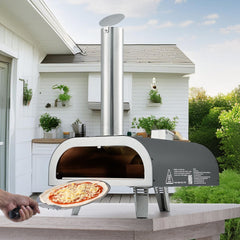 VEVOR Dual Fuel Pizza Oven Outdoor, 12 in Wood Fire & Propane Gas Pizza Oven, Portable Pellet & Propane Pizza-Maker