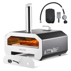 VEVOR Dual Fuel Pizza Oven Outdoor, 16 in Wood Fire & Propane Gas Pizza Oven, Portable Pellet & Propane Pizza-Maker