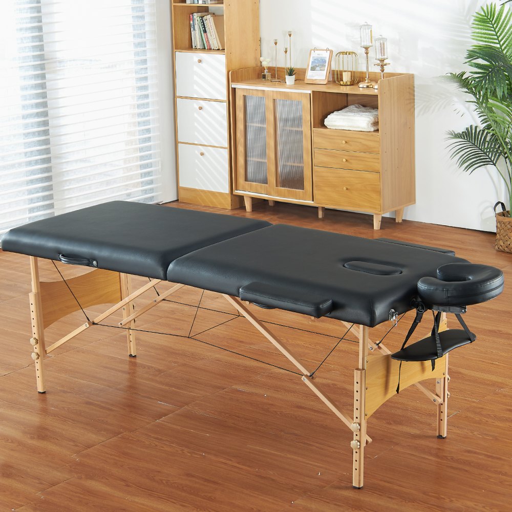 VEVOR Portable Massage Table 28" W, 2 Folding Lightweight Massage Table, 8-Level Height Adjustable Salon Tattoo Bed