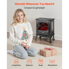 VEVOR 25.5inch Freestanding Fireplaces, 1500W 5120BTU Portable Electric Fireplace Stove Heater, with Overheating