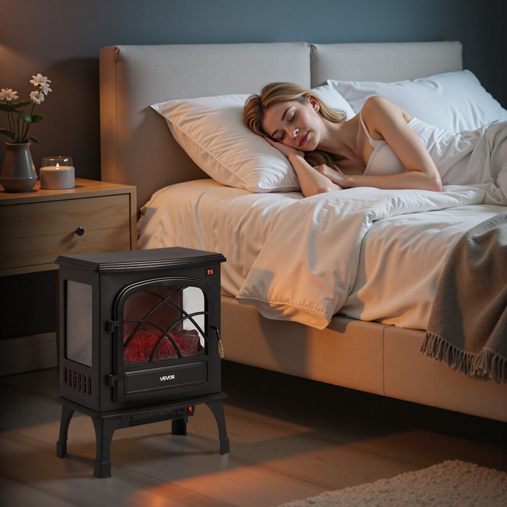 VEVOR 25.5inch Freestanding Fireplaces, 1500W 5120BTU Portable Electric Fireplace Stove Heater, with Overheating