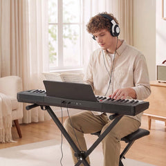 VEVOR Digital Piano 61 Keys Semi Weighted Keyboard Portable Stand Bench, for Beginners, 128 Tones, 128 Rhythms, Dual