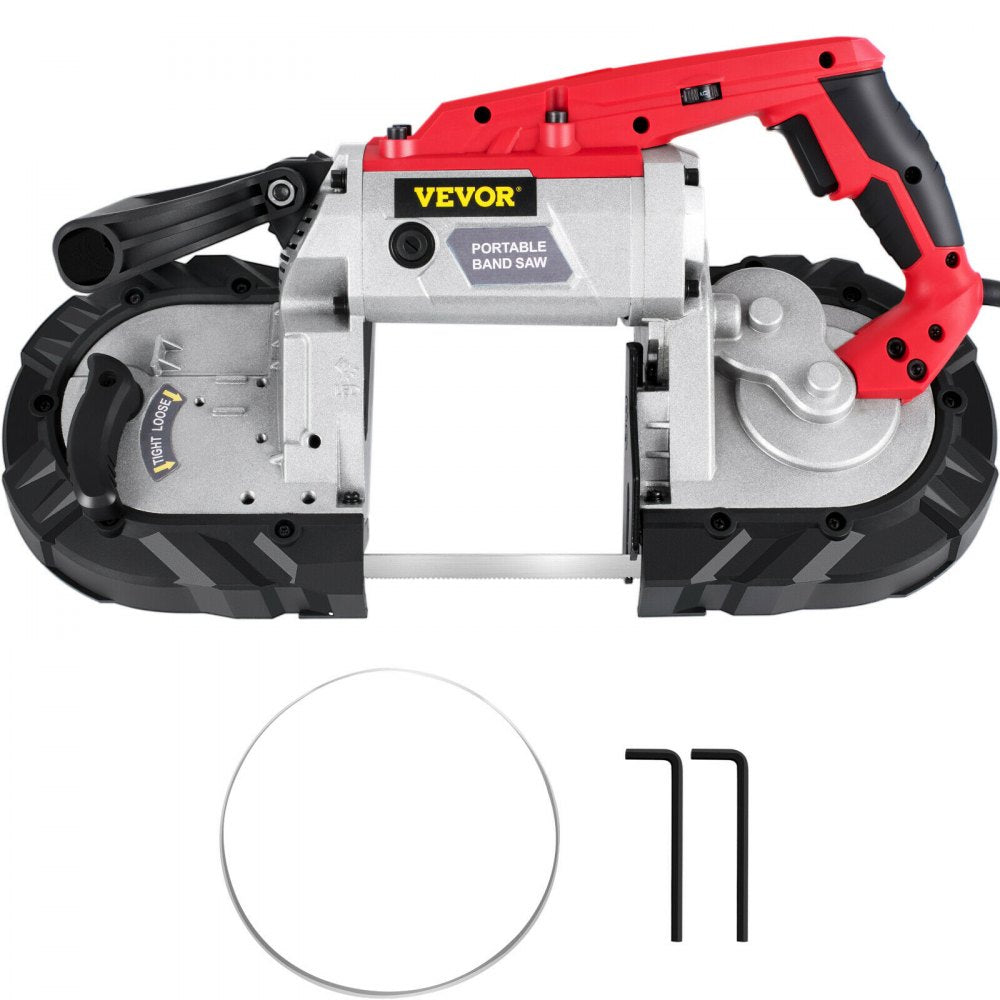 VEVOR Corded Band Saw, 5-Inch Cut Capacity, Variable Speed, Handheld, 10A Motor, for Metal, Wood, Tubing, Pipes, Rebar