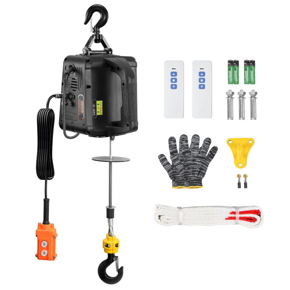 VEVOR 3-in-1 Electric Hoist Winch, 1100lbs 1500W Portable Power Winch Crane, 110V/120V 22.9 ft Lifting Height, 13