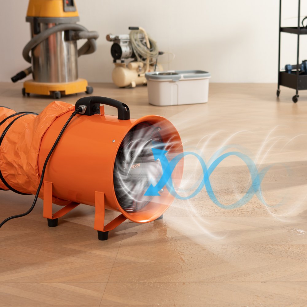 VEVOR Portable Ventilator, 12 inch Heavy Duty Cylinder Fan with 16.4ft Duct Hose, 585W Strong Shop Exhaust Blower