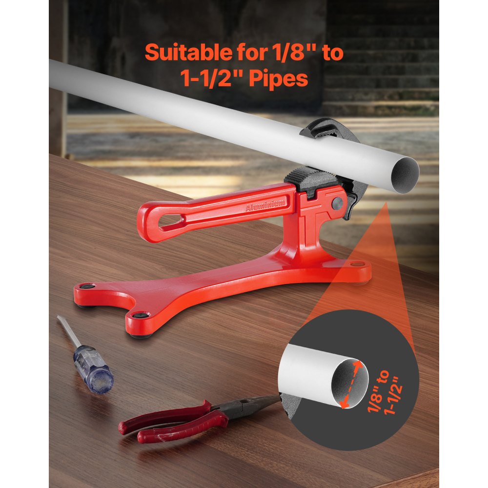 VEVOR Portable Pipe Vise, Lightweight Aluminum Pipe Vise with 1/8" to 1-1/2" Clamping Capacity, Ideal for Onsite