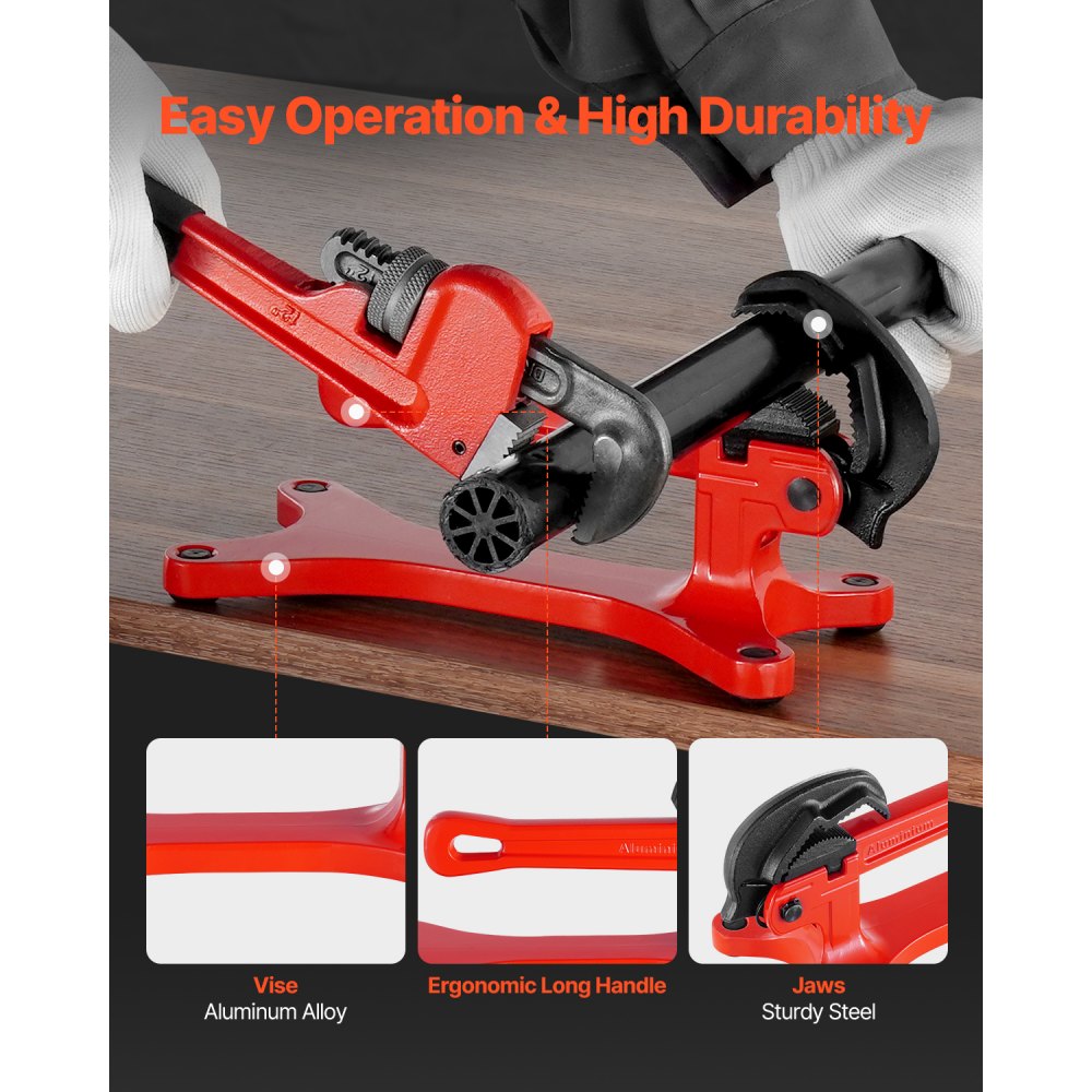 VEVOR Portable Pipe Vise, Lightweight Aluminum Pipe Vise with 1/8" to 1-1/2" Clamping Capacity, Ideal for Onsite