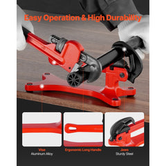 VEVOR Portable Pipe Vise, Lightweight Aluminum Pipe Vise with 1/8" to 1-1/2" Clamping Capacity, Ideal for Onsite