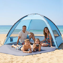 VEVOR Beach Tent Sun Shelter for 4 Person, UPF 50+ Protection, Portable Sun Shade Canopy with Carrying Bag & Sand