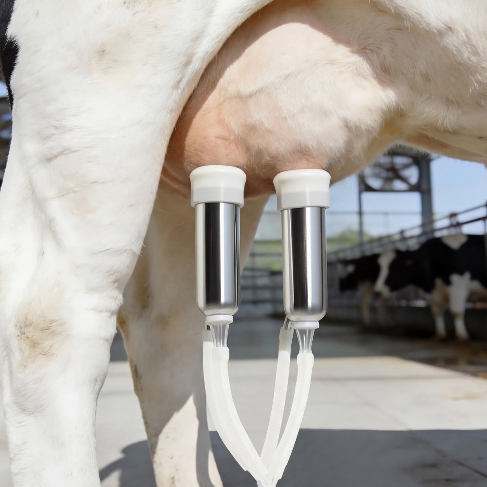 VEVOR Goat Milking Machine, 1.8 Gal / 7 L Food-Grade Stainless Steel Bucket, 4 Teat Cups for Cows and Goats, with 8000