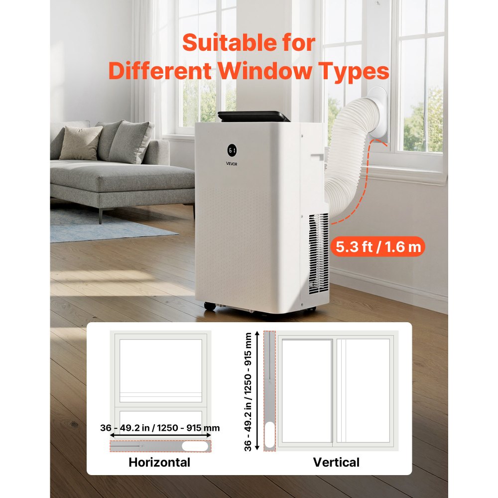 VEVOR Portable Air Conditioner, 14000 BTU ASHRAE (9800 BTU SACC) 4-in-1 Standing Cooling Ac Unit, LED Touch Panel &