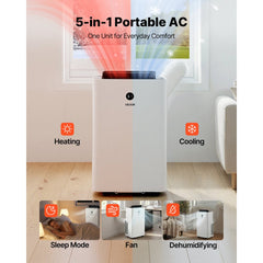 VEVOR Portable Air Conditioner and Heater Combo, 14000 BTU (9800 BTU SACC) 5-in-1 Standing Cooling Ac Unit, LED Touch