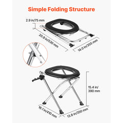 VEVOR Portable Toilet for Camping, 350 lbs Weight Capacity, Stainless Steel Foldable Camp Travel Toilet with Soft Seat