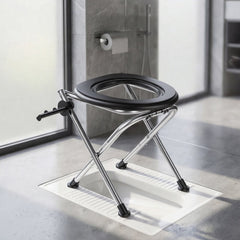 VEVOR Portable Toilet for Camping, 350 lbs Weight Capacity, Stainless Steel Foldable Camp Travel Toilet with Soft Seat