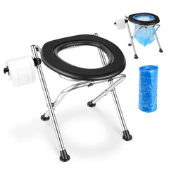 VEVOR Portable Toilet for Camping, 350 lbs Weight Capacity, Stainless Steel Foldable Camp Travel Toilet with Soft Seat