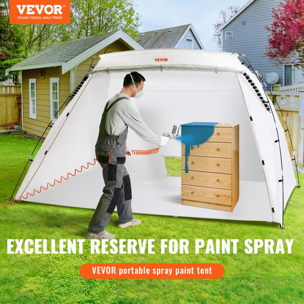 VEVOR Portable Paint Booth, Larger Spray Paint Tent with Built-in Floor & Mesh Screen, Painting Tent Station for