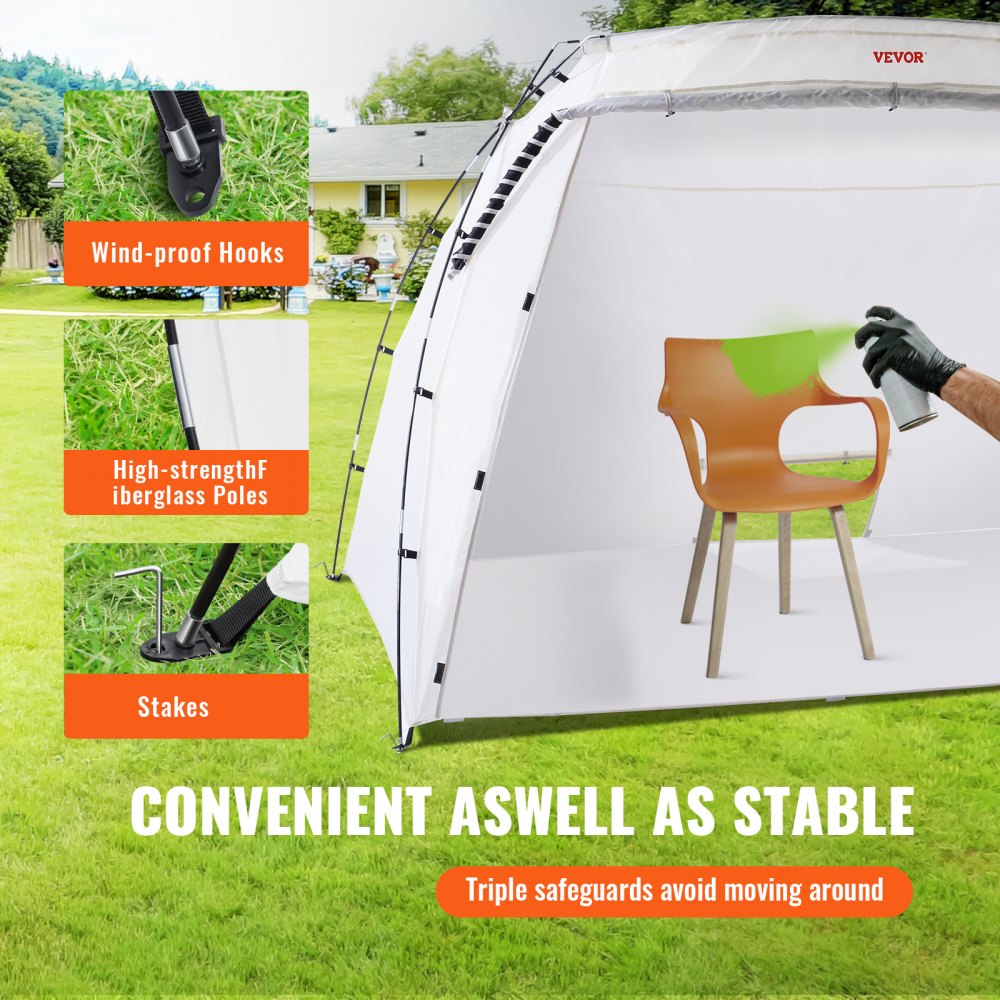 VEVOR Portable Paint Booth, Larger Spray Paint Tent with Built-in Floor & Mesh Screen, Painting Tent Station for