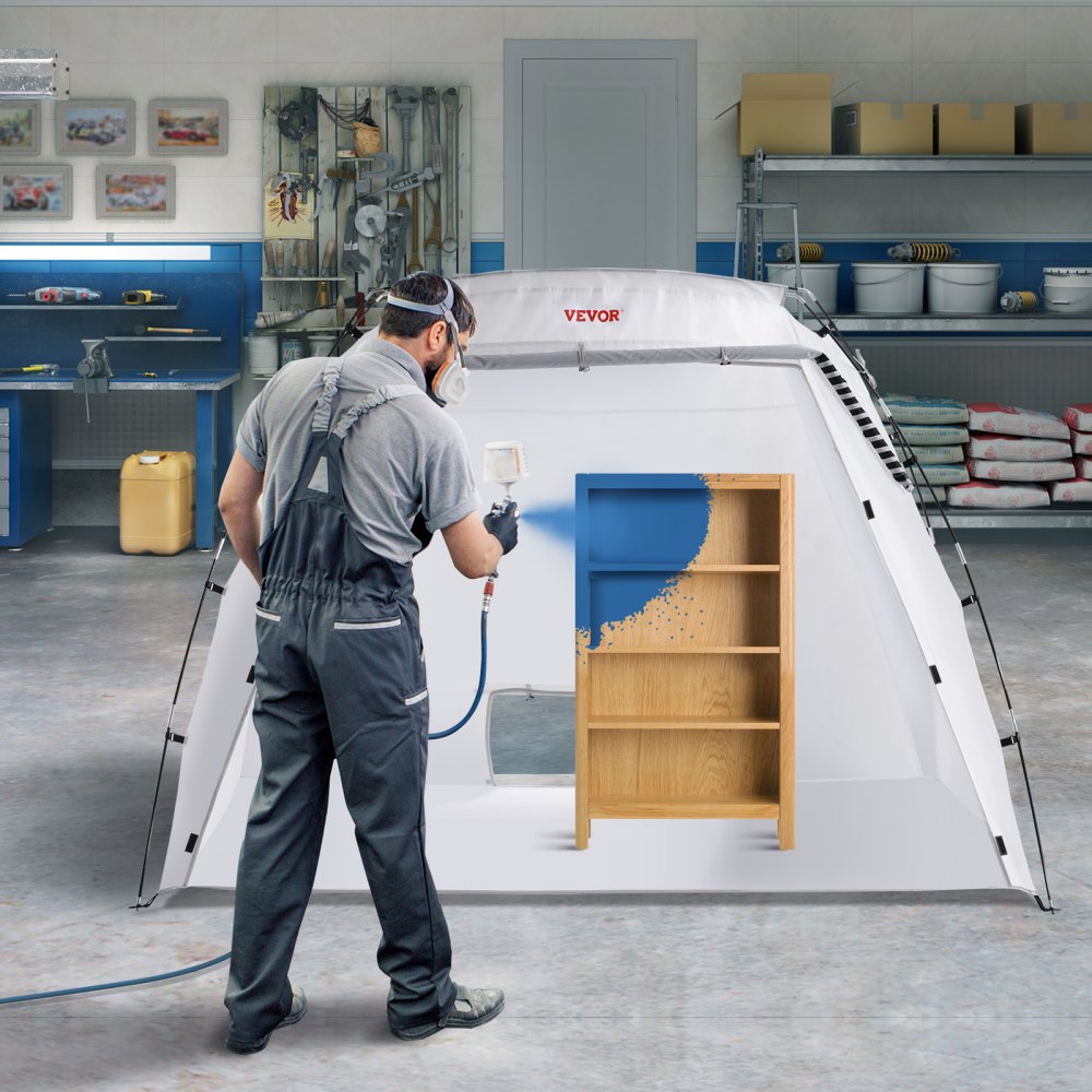 VEVOR Portable Paint Booth, Larger Spray Paint Tent with Built-in Floor & Mesh Screen, Painting Tent Station for