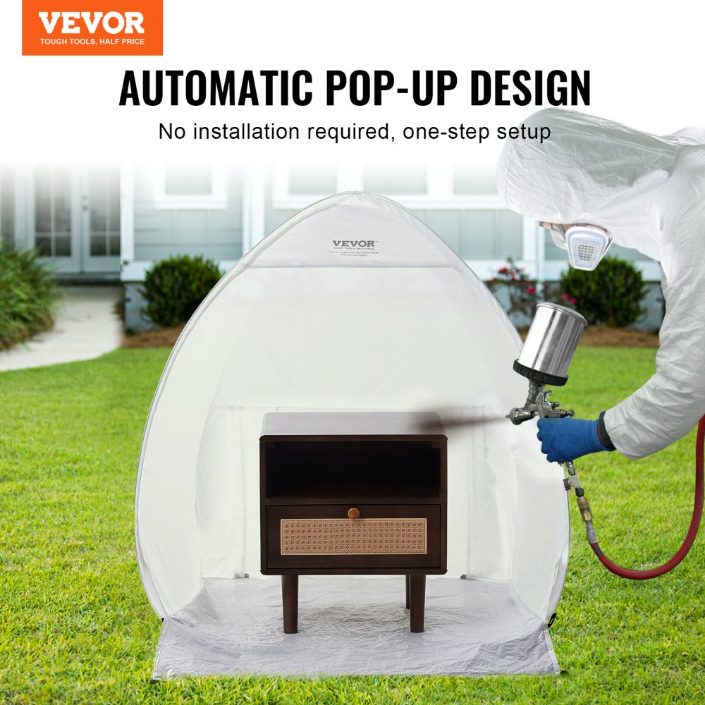 VEVOR Spray Paint Shelter, 40 x 35 x 40 in Pop-Up Portable Spray Paint Tent with Built-In Floor, Exhaust Window and