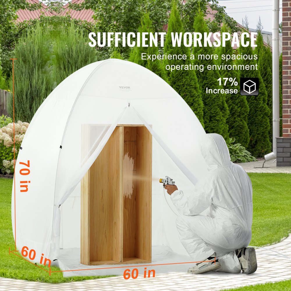VEVOR Spray Paint Shelter, 60 x 60 x 70 in Pop-Up Portable Spray Paint Tent with Built-In Floor, Exhaust Window and