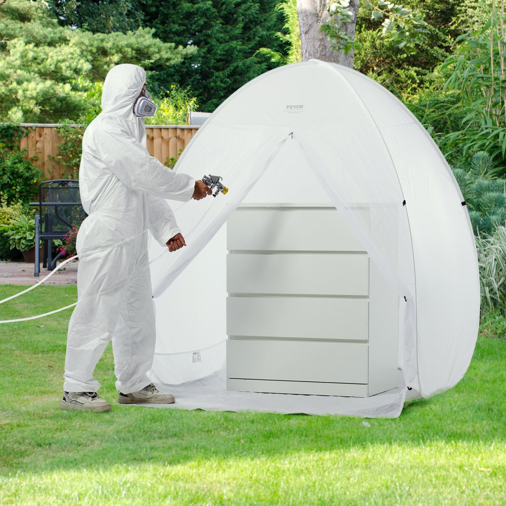VEVOR Spray Paint Shelter, 60 x 60 x 70 in Pop-Up Portable Spray Paint Tent with Built-In Floor, Exhaust Window and