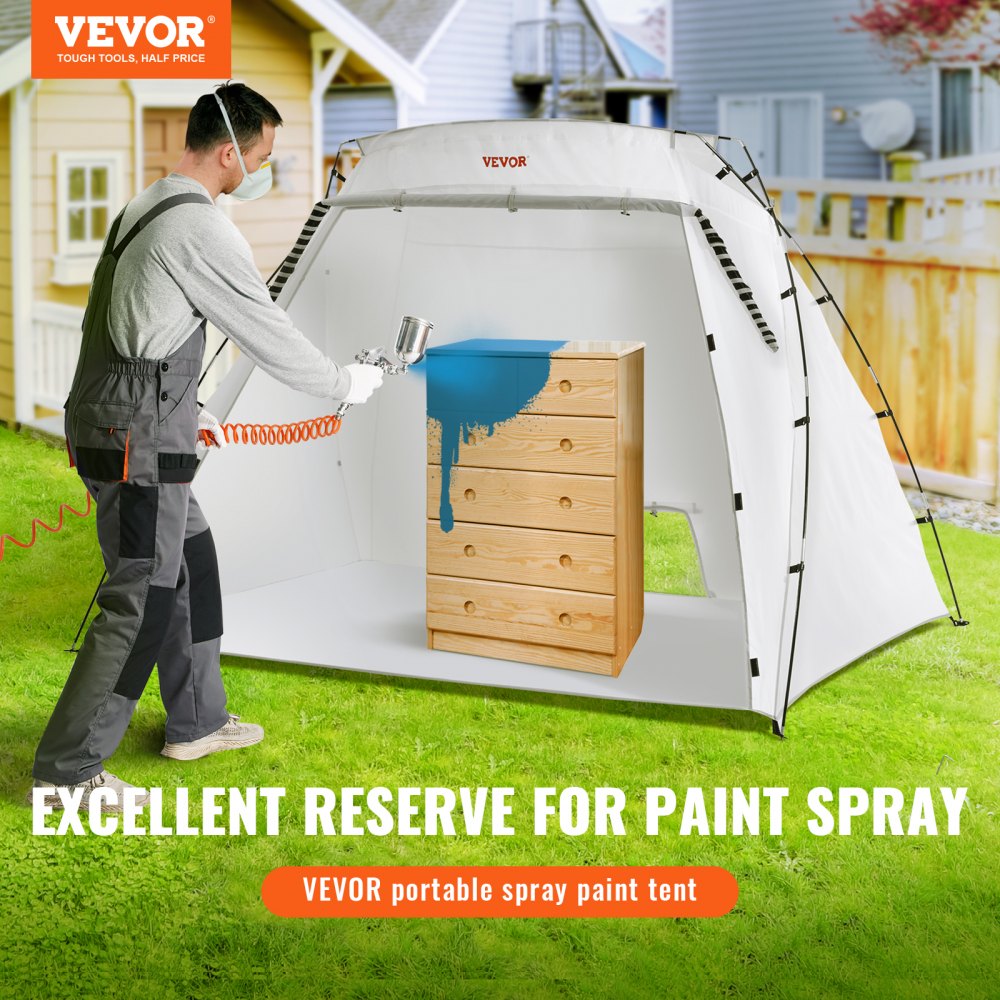 VEVOR Portable Paint Booth, Larger Spray Paint Tent with Built-in Floor & Mesh Screen, Painting Tent Station for