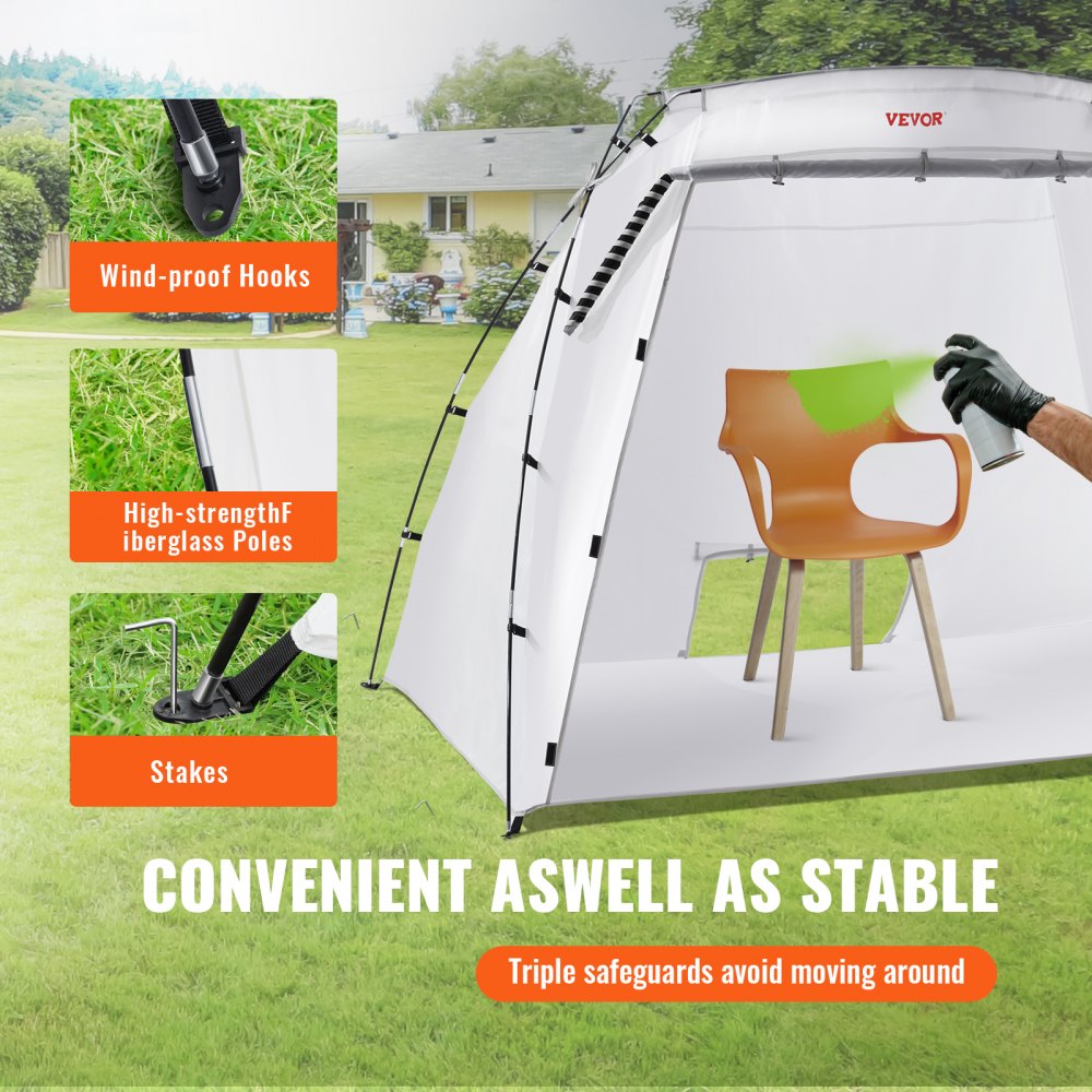 VEVOR Portable Paint Booth, Larger Spray Paint Tent with Built-in Floor & Mesh Screen, Painting Tent Station for